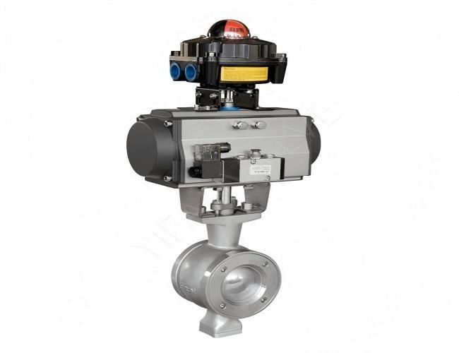 Pneumatic cut-off wafer type V-ball valve